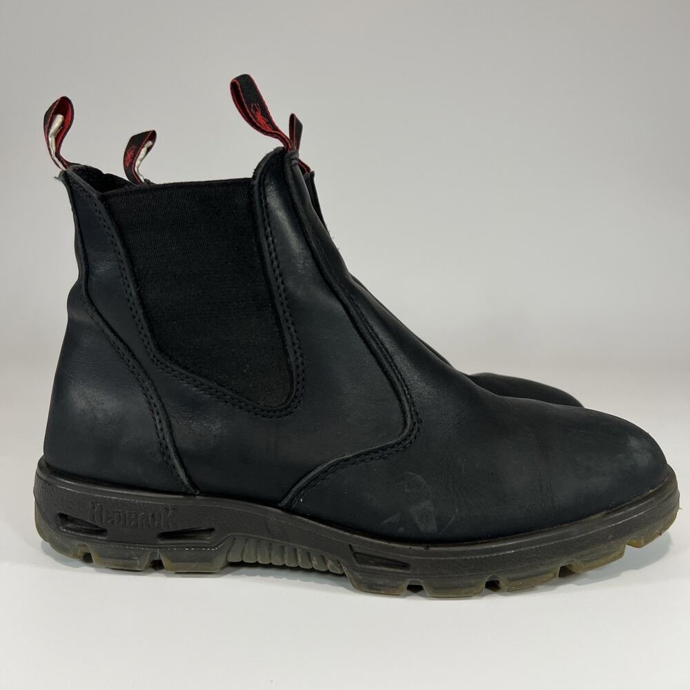 Redback Work Boots Black Leather Soft Toe Non Slip Mens US 11 w/ Upgraded Insole